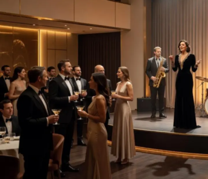 Muzycy grający na żywo podczas eleganckiego eventu kasynowego